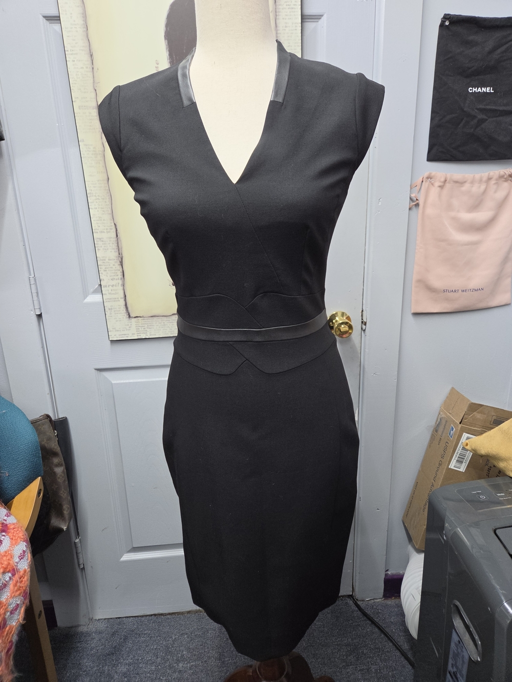 Karen Millen Black V-Neck Midi Dress